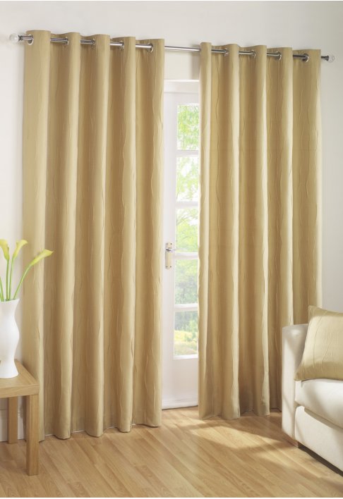 Gold Lined Eyelet Curtains