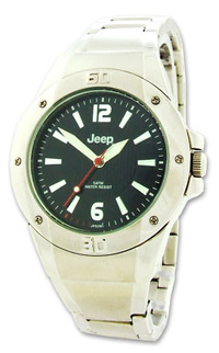 Jeep Mens Stainless Steel Watch - Black Dial 52/B