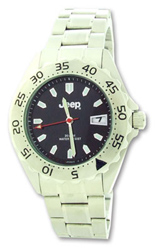 Jeep Mens Watch with Black Face & Steel Strap
