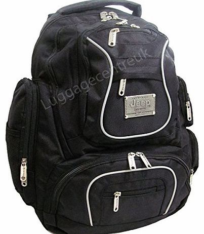Jeep ORIGNAL JEEP LAPTOP TRAVEL CABIN APPROVED HAND LUGGAGE COLLEGE SCHOOL HIKING BACKPACK (Black/Black/Black)