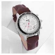 Jeep white dial chrono with brown