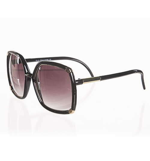Jeepers Peepers Black Retro Ella Oversized Sunglasses from