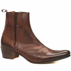 Male Havana Gusset Boot Leather Upper Casual Boots in Brown