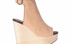 Knack nude leather cut-out wedges