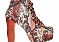 Jeffrey Campbell Lita red snake effect leather boots