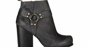 Jeffrey Campbell Rum heeled black leather ankle boots