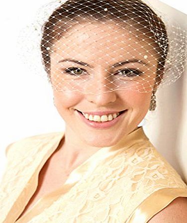 Jelinda Women Wedding Bridal Birdcage Face Veil Pearl Evening Veils White With Comb