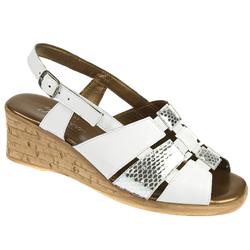 Female Marie Leather Upper Leather Lining Comfort Sandals in White-Silver