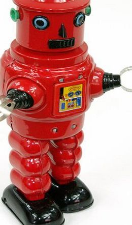 Jesters Toys Roby Robot Red, Mechanical wind up tin toy collectable