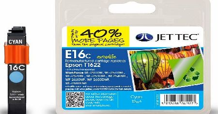JetTec---Ink-Cartridge Epson T1622 Cyan Remanufactured Ink Cartridge by