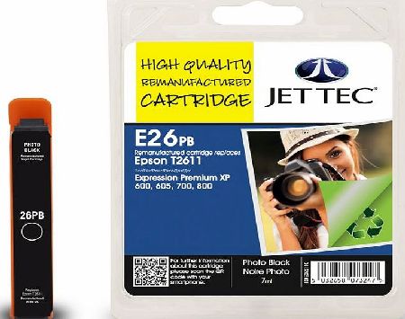 JetTec---Ink-Cartridge Epson T2611 Photo Black Remanufactured Ink