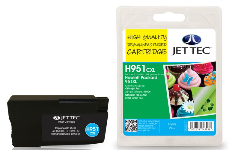 JetTec---Ink-Cartridge HP951XL Cyan Remanufactured Ink Cartridge by