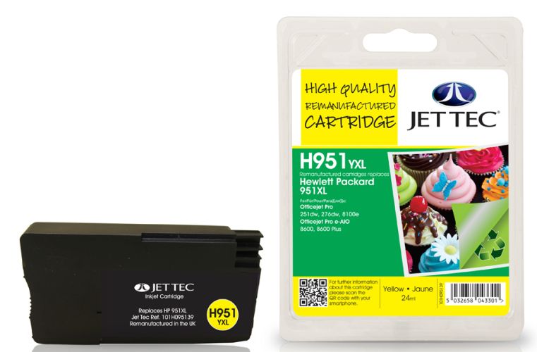 JetTec---Ink-Cartridge HP951XL Yellow Remanufactured Ink Cartridge by