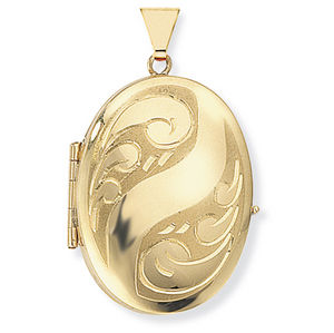9ct Hand-Engraved Four-Picture Oval Family Locket