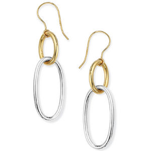 9ct White and Yellow Gold Drop Earrings