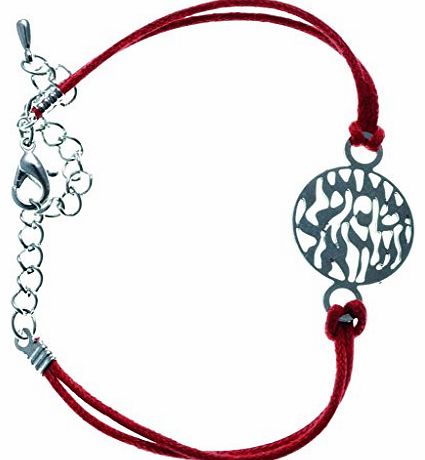 Jewellery Gift Charms Rhodium Plated Brass Kaballah Bracelet with Shema Yisrael Prayer Charm - Red String Jewish Jewellery 0.8x0.5``
