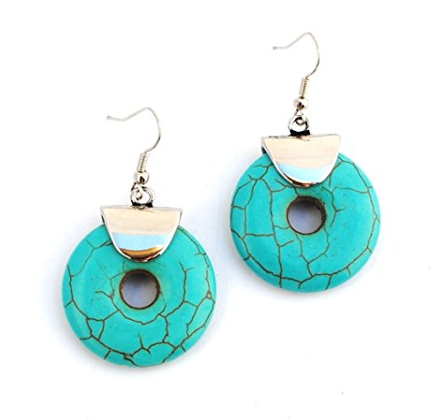 Designer Jewellery - Contemporary Turquoise Circle Droplet Earrings