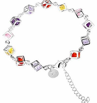Colorful Womens Solid Silver 925 Bracelet Jewellery