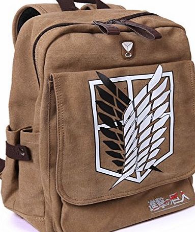 Jeylu Attack on Titan Cosplay Backpack Shingeki No Kyojin School Bag Khaki