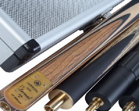 JIANYING CUES Handmade 3/4 Piece 57`` Multi-Spliced, Rosewood amp; Zebrawood Snooker Cue with Case, Mini-Butt and Telescopic Extension#TSC16