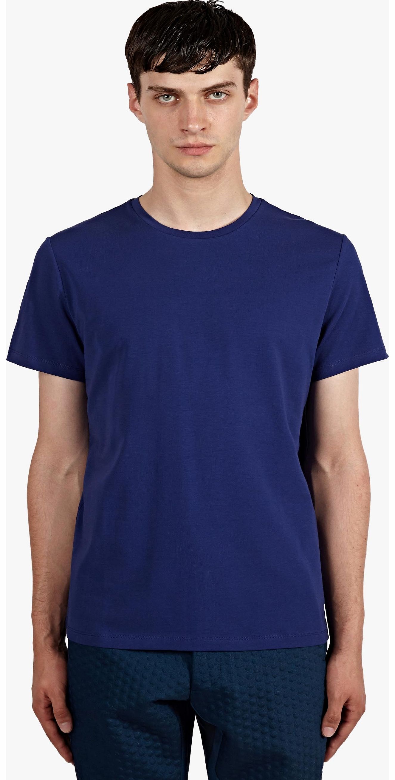 Mens Blue Stretch-Cotton T-Shirt