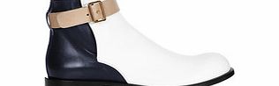 Jil Sander White and navy leather ankle boots