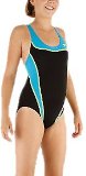 Speedo Endurance Plus Lane Splice Splashback Girls Swimming Costume (Black/Blue 30`)