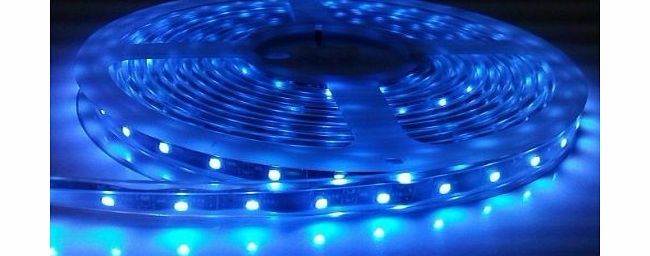 Waterproof BLUE Dimmable 5M (16.4ft) 300 LED Strip Light Flexible TAPE RIBBON/ 5 Metres with 300 SMD LEDs DC 12V-- IDEAL FOR KITCHENS, HOME LED LIGHTING, BARS, RESTAURANTS, ETC