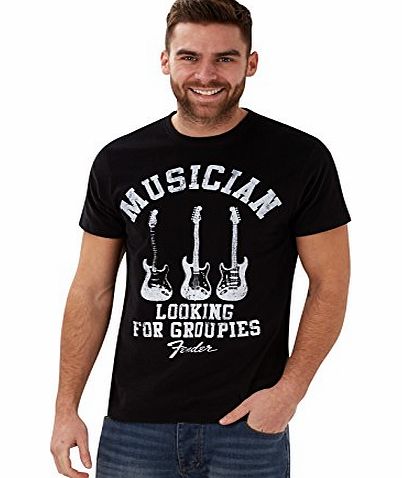Joe Browns Mens Looking For Groupies Short Sleeve Slogan T-Shirt Black (48/50)