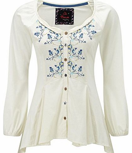 Womens Delicate Detail Long Sleeved Blouse Cream (16)