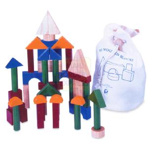 PINTOY 50 Wooden Bricks In Cotton Bag