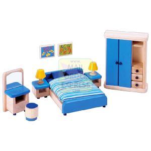 PINTOY Wooden Dolls House Furniture Bedroom