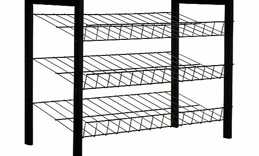 John Lewis 3 Tier Shoe Rack, Black