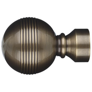 Antiqued Brass Reeded Ball Finial- 30mm
