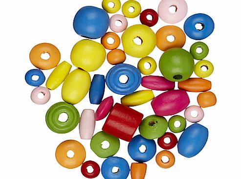 John Lewis Assortment of Wooden Beads, 20g, Multi