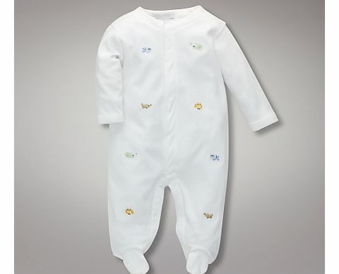 John Lewis Baby Embroidered Animal Sleepsuit