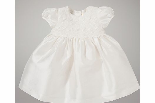John Lewis Baby Lace Silk Christening Dress, Cream