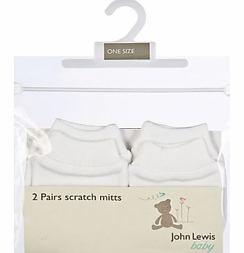 John Lewis Baby Scratch Mitts, White, One Size