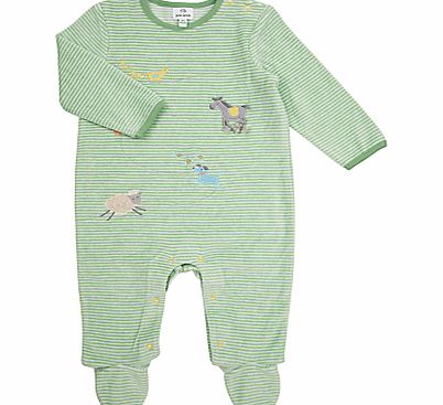 John Lewis Baby Stripe Trail Velour All In One,