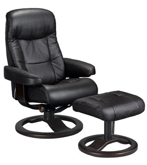 Casper Leather Chair and Footstool- Havana Brown