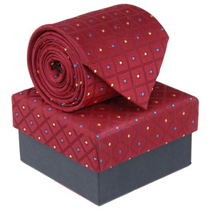 John Lewis Check Boxed Tie- Red