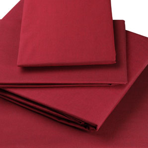 John Lewis Colour Woven Cotton Flat Sheet, Burgundy, Double
