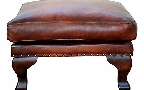Compton Leather Footstool, Antiqued
