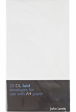John Lewis DL Envelopes, 25, White, Laid