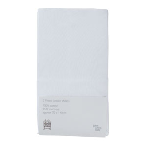john lewis Fitted Cotbed Sheets, Pack of 2, White