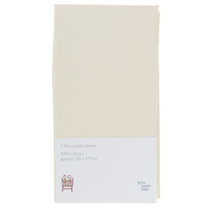 Flat Cotbed Sheet, Pack of 2, Cream