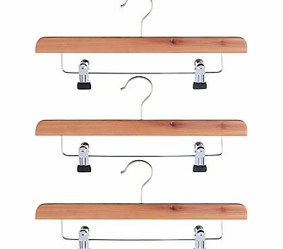 John Lewis FSC Cedar Skirt Clip Hangers, Pack of 3