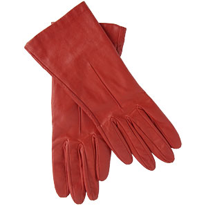 John Lewis Leather Gloves, Red, Size 7/Medium