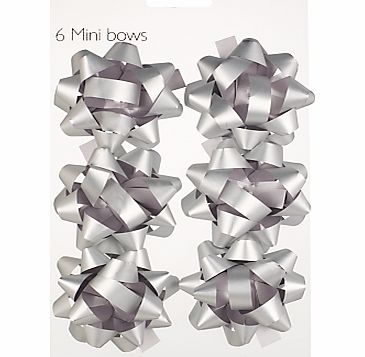 John Lewis Mini Bows, Silver, Set of 6