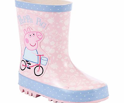 John Lewis Peppa Pig Bicycle Wellington Boots, Pink/Multi